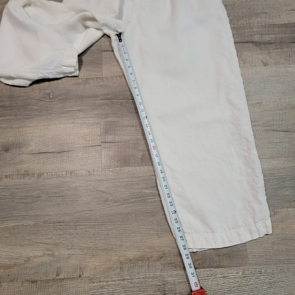 Everlane XL White European Flax Linen Drawstring Pull On Wide Leg Pants Pockets